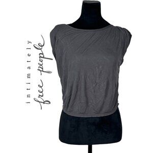 intimately Free People Grey Sleeveless Crop Shirt Size Large